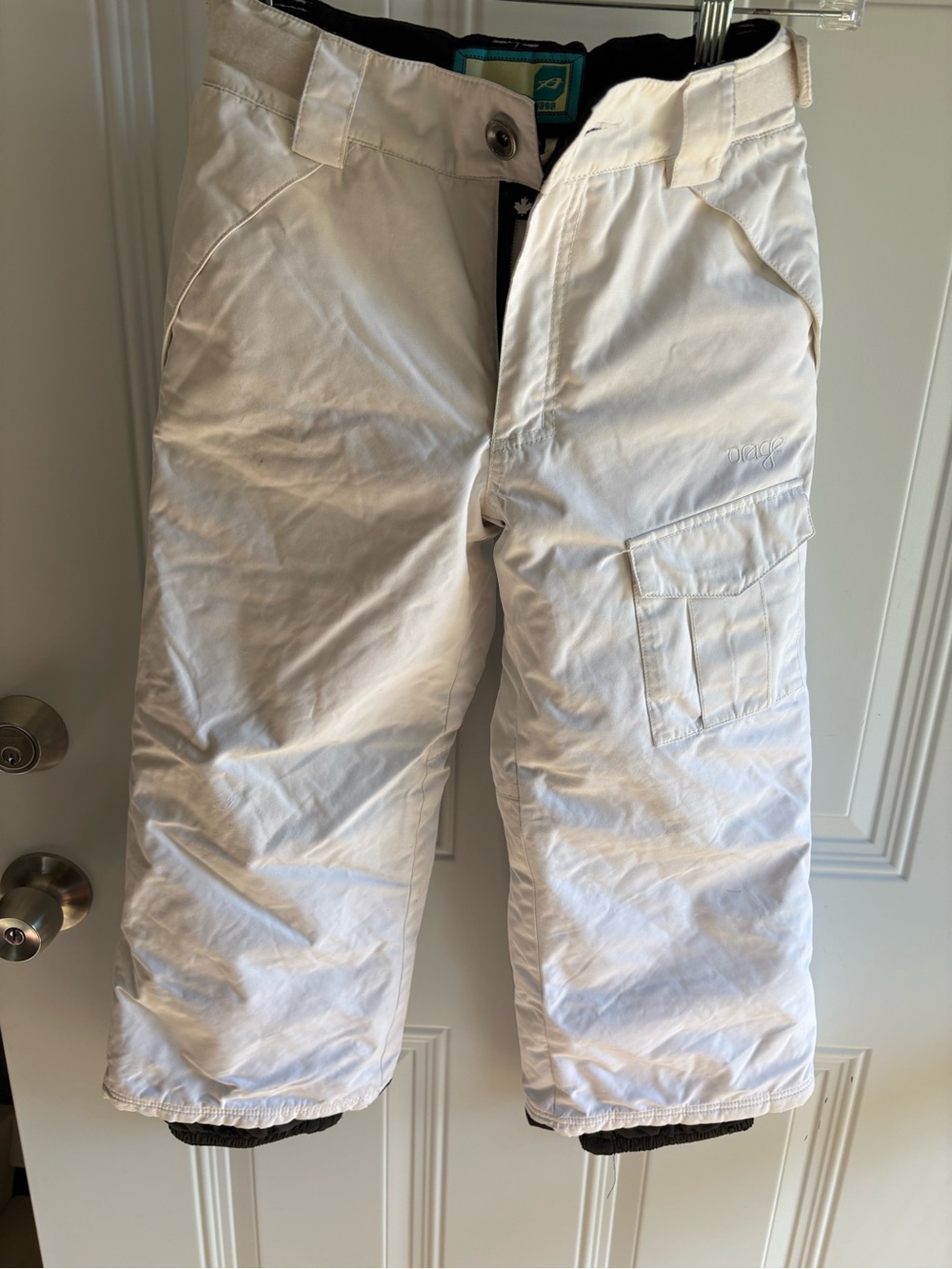 Orage White Kids Cargo Snow Pants